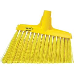 Vikan - 11-1/2" Wide, Yellow Polyester Bristles, Angled Broom - Flagged, Water Resistant - Caliber Tooling