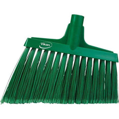 Vikan - 11-1/2" Wide, Green Polyester Bristles, Angled Broom - Flagged, Water Resistant - Caliber Tooling