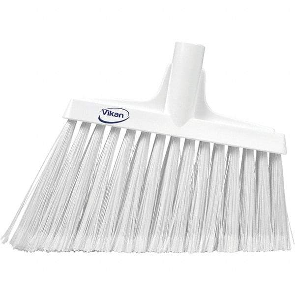 Vikan - 11-1/2" Wide, White Polyester Bristles, Angled Broom - Flagged, Water Resistant - Caliber Tooling