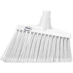 Vikan - 11-1/2" Wide, White Polyester Bristles, Angled Broom - Flagged, Water Resistant - Caliber Tooling