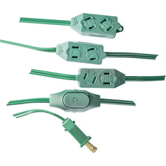 GoGreen Power - Power Cords; Cord Type: Extension Cord ; Overall Length (Feet): 9 ; Cord Color: Green ; Amperage: 13 ; Voltage: 125 ; Wire Gauge/Number of Conductors: 16/2 - Exact Industrial Supply