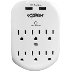 GoGreen Power - Electrical Outlet Adapters; Adapter Type: Wall Tap ; Amperage: 15 ; Voltage: 125 ; Number of Outlets: 6 ; Adapter Color: White ; NEMA Configuration: Non Nema - Exact Industrial Supply