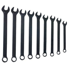 Blackhawk by Proto - 9 Piece, 1/4" to 3/4", 12 Point Combination Wrench - Inch Measurement Standard, Black Finish, Comes in Vinyl Roll - Caliber Tooling