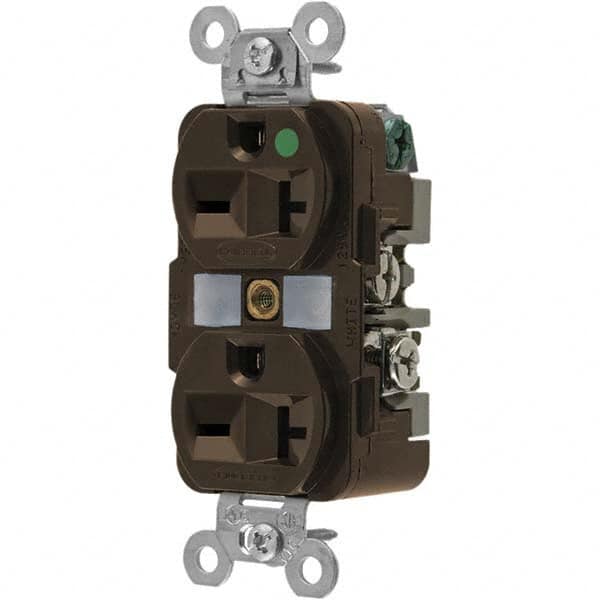 Hubbell Wiring Device-Kellems - 250 VAC 20A NEMA 6-20R Hospital Grade Brown Straight Blade Duplex Receptacle - Caliber Tooling