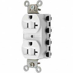 Hubbell Wiring Device-Kellems - 125V 20A NEMA 5-20R Specification Grade White Straight Blade Duplex Receptacle - Caliber Tooling