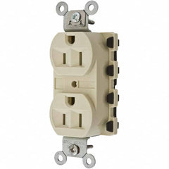 Hubbell Wiring Device-Kellems - 125V 15A NEMA 5-15R Specification Grade Ivory Straight Blade Duplex Receptacle - Caliber Tooling