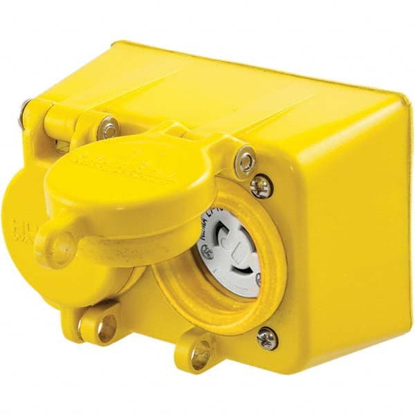 Hubbell Wiring Device-Kellems - 277 VAC 15A NEMA 7-15R Industrial Grade Yellow Straight Blade Duplex Receptacle - Caliber Tooling