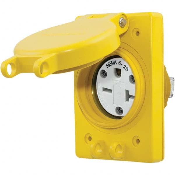 Hubbell Wiring Device-Kellems - 250 VAC 20A NEMA 6-20R Industrial Grade Yellow Straight Blade Single Receptacle - Caliber Tooling