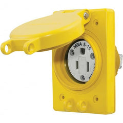 Hubbell Wiring Device-Kellems - 125V 15A NEMA 5-15R Industrial Grade Yellow Straight Blade Single Receptacle - Caliber Tooling