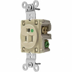 Hubbell Wiring Device-Kellems - 125V 15A NEMA 5-15R Hospital Grade Ivory Straight Blade Single Receptacle - Caliber Tooling