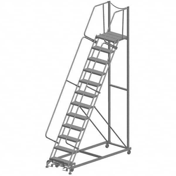 Steel Rolling Ladder: 11 Step Expanded Tread