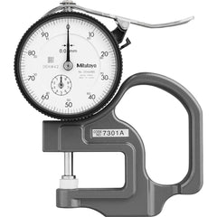 0 to 10mm Measurement, 0.01mm Graduation, 1.1811″ Throat Depth, Dial Thickness Gage 15  µm Accuracy, 1.4 N Force, 2″ Dial Diameter