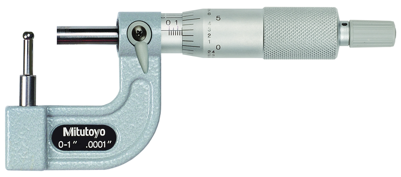 0 - 1'' Measuring Range - .0001 Graduation - Ratchet Thimble - Carbide Face - Tubing Micrometer - Caliber Tooling