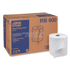 Paper Towels: Hard Roll, Roll, 1 Ply, Recycled Fiber, White 600' Roll Length, 1,150 Sheets