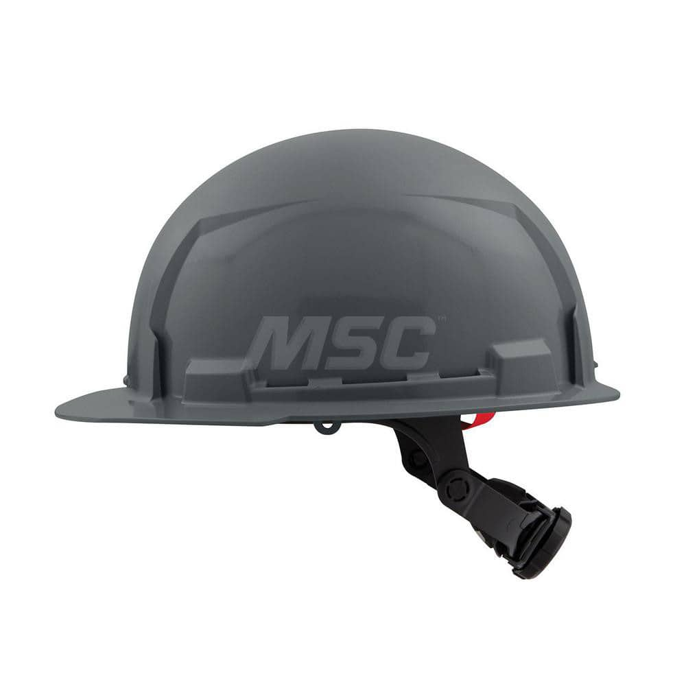 Hard Hat: Construction, Front Brim, Class E, 6-Point Suspension Gray, HDPE