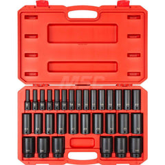 Socket Set: 1/2″ Drive 8 to 38 mm Socket, 6 Point