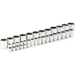 Socket Set: 1/2″ Drive 10 to 38 mm Socket, 6 Point