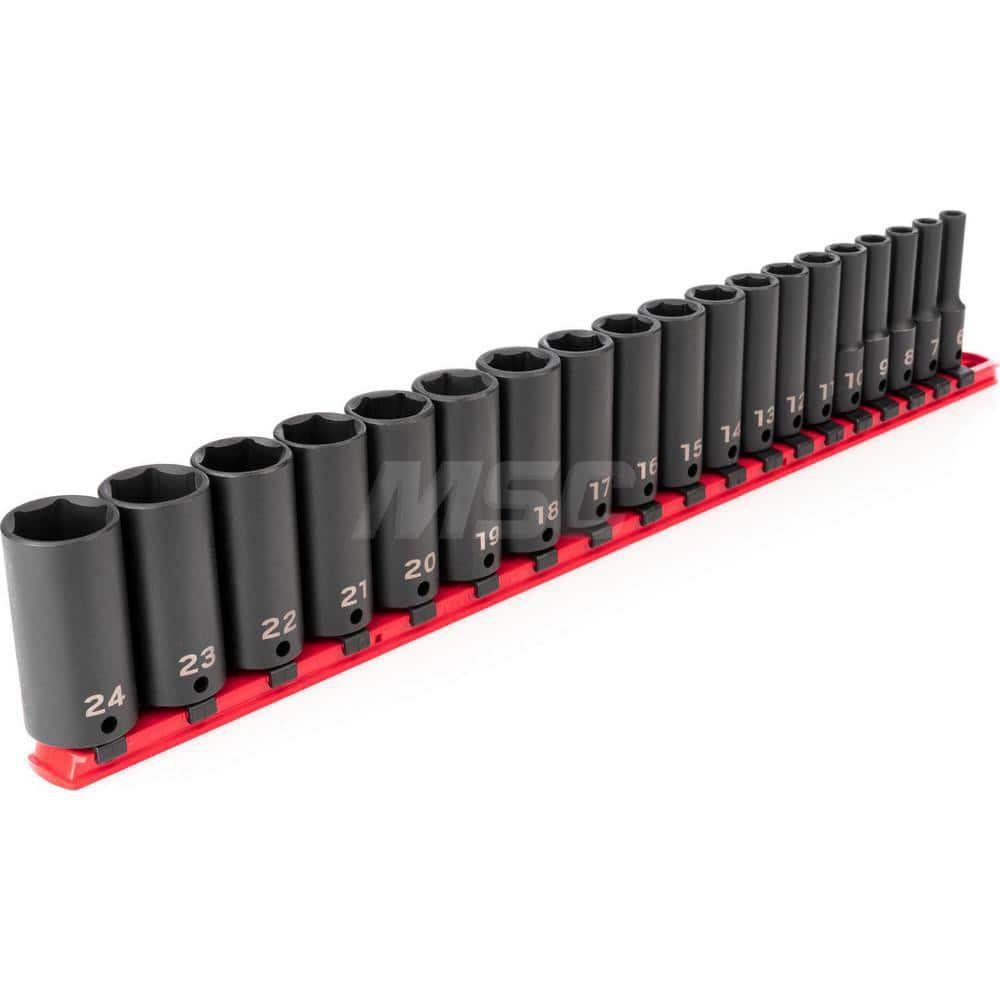 Socket Set: 3/8″ Drive 6 to 24 mm Socket, 6 Point