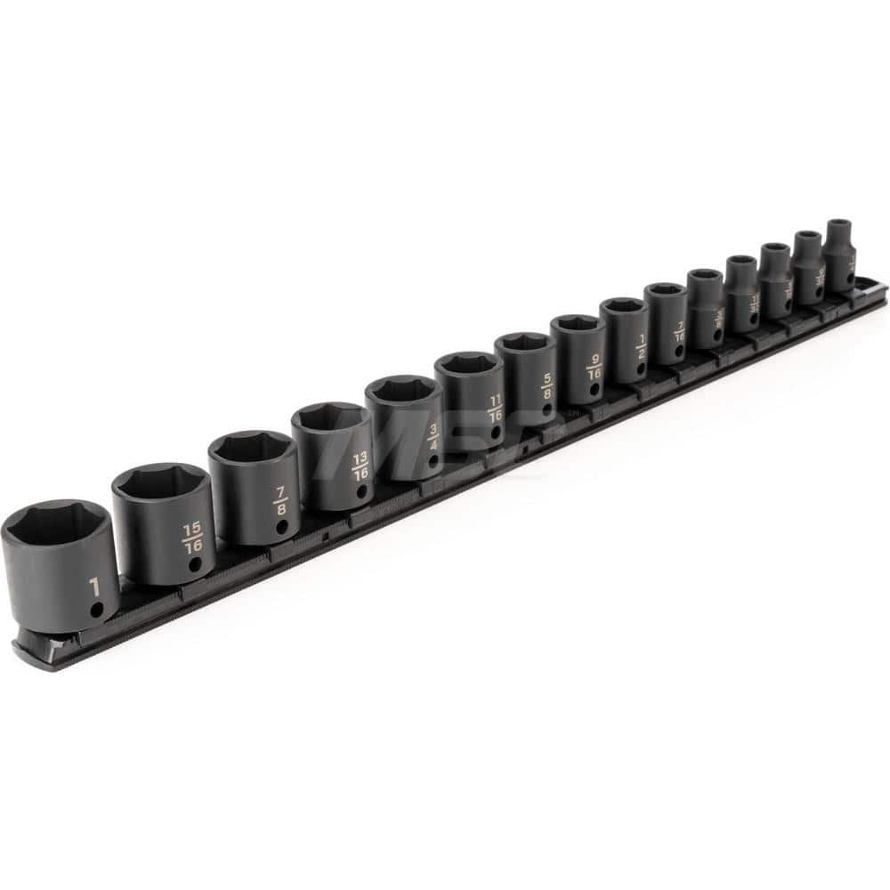 Socket Set: 3/8″ Drive 1/4 to 1″ Socket, 6 Point