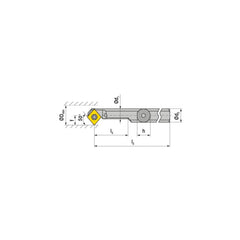 Indexable Boring Bar:  E-A1012K SCMCR 06,  13.00 mm Min Bore,  12.00 mm Shank Dia,  50.00&deg N/A Solid Carbide 129.1500″ OAL,  Screw Clamping,