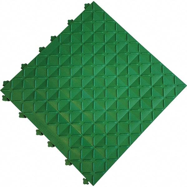 Ergo Advantage - 18" Long x 18" Wide x 1" Thick, Anti-Fatigue Modular Matting Anti-Fatigue Flooring - 2 Interlocking Sides, Green, For Dry Areas - Caliber Tooling