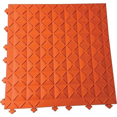 Ergo Advantage - 18" Long x 18" Wide x 1" Thick, Anti-Fatigue Modular Matting Anti-Fatigue Flooring - 2 Interlocking Sides, Orange, For Dry Areas - Caliber Tooling