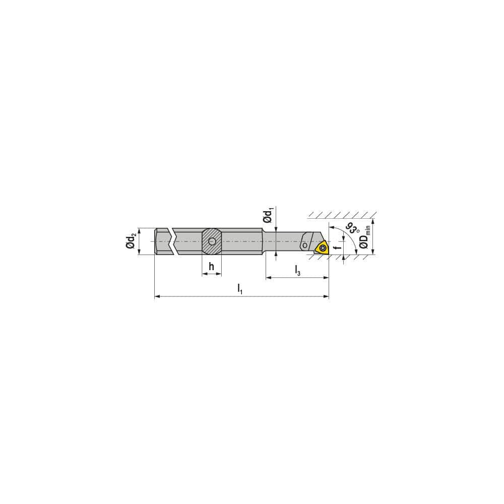 Indexable Boring Bar:  A0608H SWUCL 02,  7.80 mm Min Bore,  8.00 mm Shank Dia,  93.00&deg N/A Steel 100.0000″ OAL,  Screw Clamping,