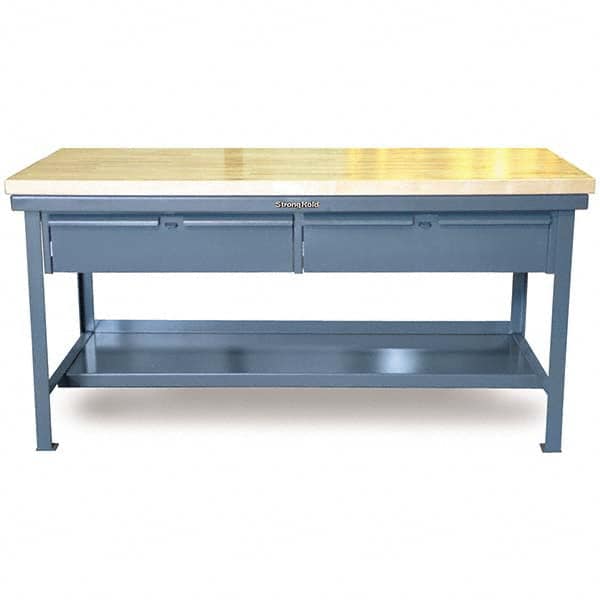 Strong Hold - Stationary Work Benches, Tables Type: Work Table with Drawer Top Material: 7 Gauge Steel - Caliber Tooling