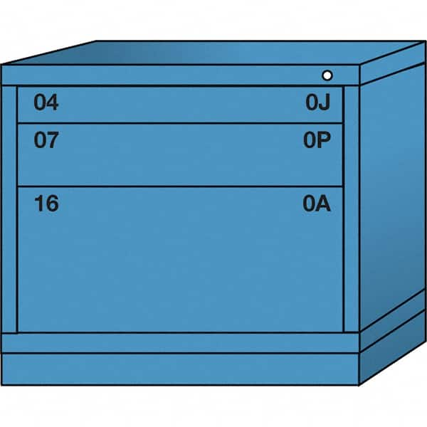 Lyon - 3 Drawer, Standard Desk Height - Multiple Drawer Access Cabinet - Steel, 30" Wide x 28-1/4" Deep x 26-7/8" High, Wedgewood Blue - Caliber Tooling