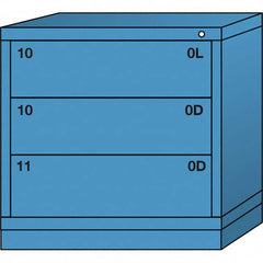 Lyon - 3 Drawer, Standard Table Height - Multiple Drawer Access Cabinet - Steel, 30" Wide x 28-1/4" Deep x 30-1/8" High, Wedgewood Blue - Caliber Tooling