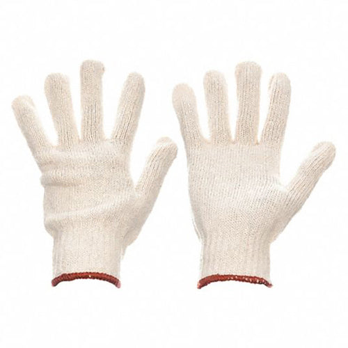 Size Medium-EcoKnit - white ambidextrous knit glove - knit wrist - 80% polyester / 20% cotton - Caliber Tooling