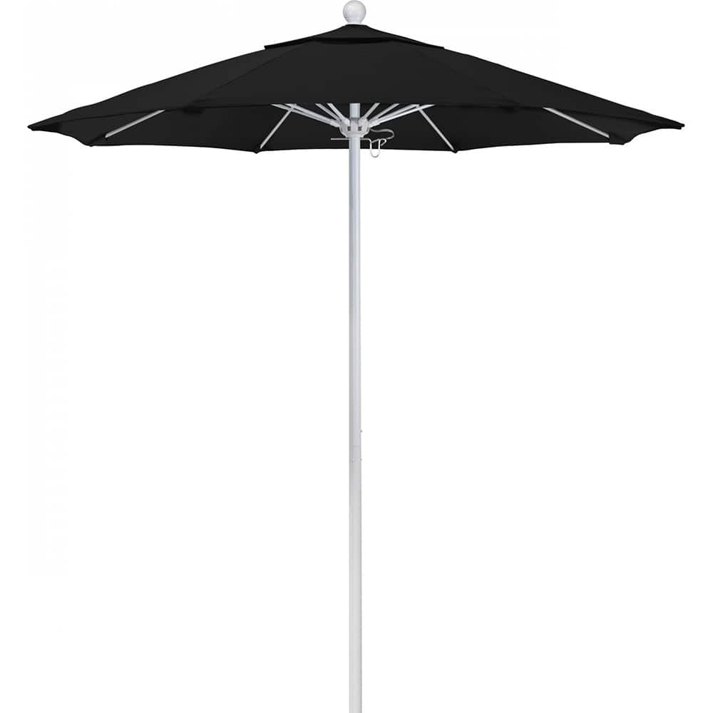 California Umbrella - Patio Umbrellas; Umbrella Diameter (Inch): 90 ; Height (Feet): 8.000 ; Fabric Color: Black ; Base Included: No ; Frame Material: Aluminum ; Frame Color: White - Exact Industrial Supply