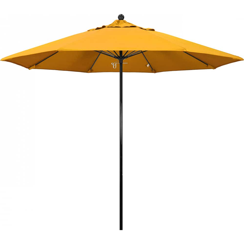 California Umbrella - Patio Umbrellas; Umbrella Diameter (Inch): 108 ; Height (Feet): 8.750 ; Fabric Color: Pacifica Yellow ; Base Included: No ; Frame Material: Aluminum ; Frame Color: Black - Exact Industrial Supply