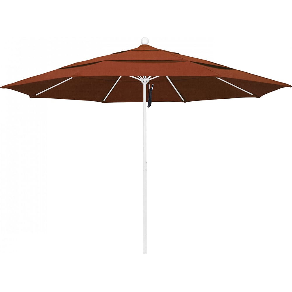 California Umbrella - Patio Umbrellas; Umbrella Diameter (Inch): 132 ; Height (Feet): 8.916 ; Fabric Color: Terracotta ; Base Included: No ; Frame Material: Aluminum ; Frame Color: White - Exact Industrial Supply