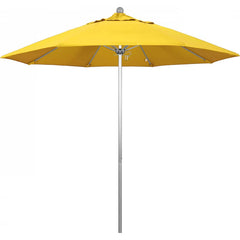 California Umbrella - Patio Umbrellas; Umbrella Diameter (Inch): 108 ; Height (Feet): 8.583 ; Fabric Color: Lemon ; Base Included: No ; Frame Material: Aluminum ; Frame Color: Silver - Exact Industrial Supply