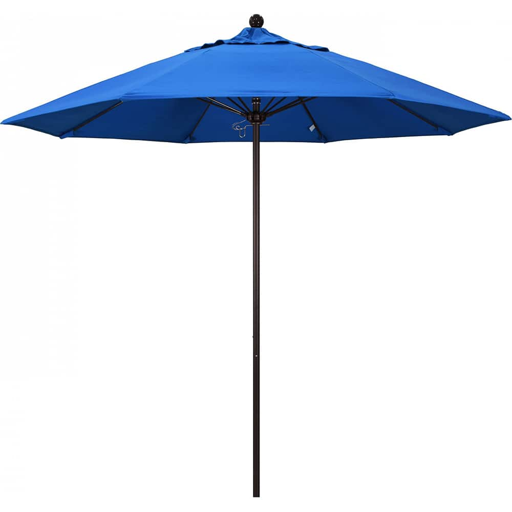 California Umbrella - Patio Umbrellas; Umbrella Diameter (Inch): 108 ; Height (Feet): 8.583 ; Fabric Color: Royal Blue ; Base Included: No ; Frame Material: Aluminum ; Frame Color: Bronze - Exact Industrial Supply