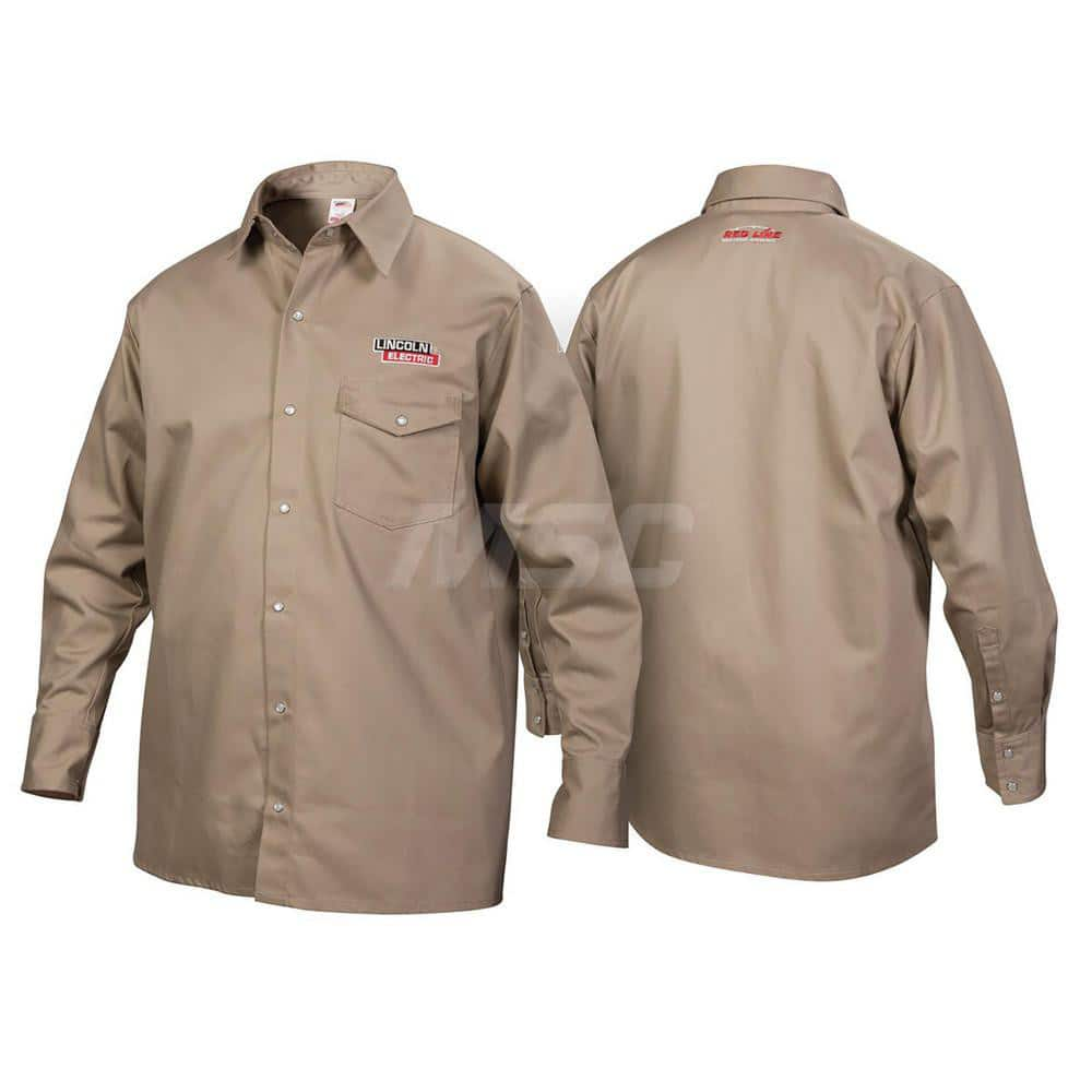 Shirts; Garment Type: General Purpose; Size: Large; Color: Khaki; Color: Gray; Material: FR Cotton; Material: Cotton; Hazardous Protection Level: 2; Chest Size (Inch): 42-46; Sleeve Length: 40; Closure Type: Button