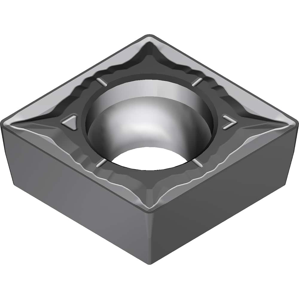 CCMT32.52EGU AC8025P Carbide Turning Insert Absotech Finish, 0.3819″ Long, 3/8″ Inscribed Circle, 0.0315″ Corner Radius, 0.1563″ Thick, 80° Included Angle, Series AC8000P