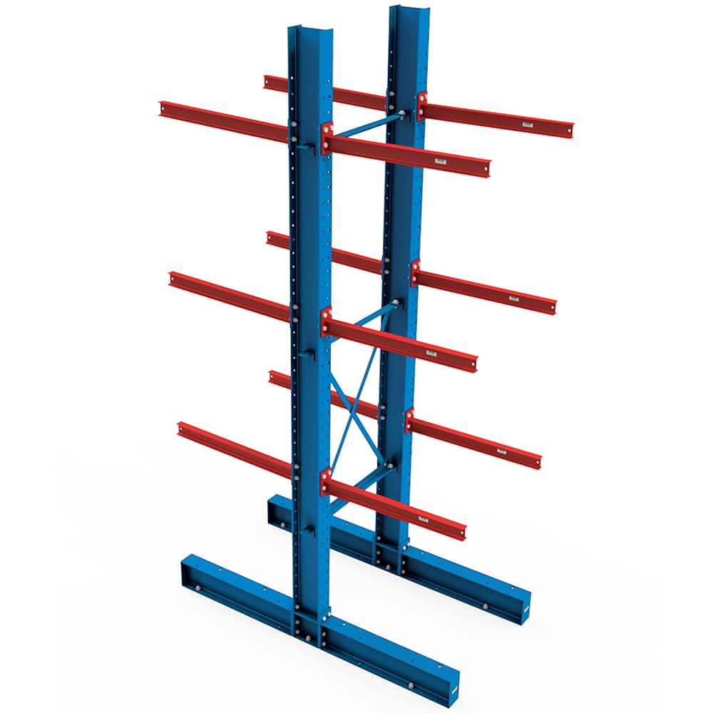 Steel King - Cantilever Racks; Type: Heavy-Duty Single Side Cantilever Rack Starter Unit ; Starter or Add-On: Starter ; Arm Style: Without Lip ; Load Capacity (Lb.): 18530.000 ; Height (Feet): 16 ; Base Length (Inch): 48 - Exact Industrial Supply