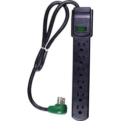 GoGreen Power - Power Outlet Strips; Amperage: 15 ; Voltage: 125 ; Number of Outlets: 6 ; Material: Plastic ; Mounting Type: Floor ; Cord Length (Feet): 2.5 - Exact Industrial Supply