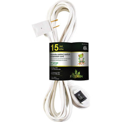 GoGreen Power - Power Cords; Cord Type: Replacement Cord ; Overall Length (Feet): 15 ; Cord Color: White ; Amperage: 13 ; Voltage: 125 ; Wire Gauge/Number of Conductors: 16/2 - Exact Industrial Supply