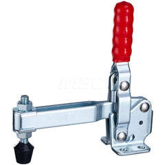 Manual Hold-Down Toggle Clamp: Vertical, 500 lb Capacity, U-Bar, Flanged Base 60 ° Handle Movement, 100 ° Bar Opening, Steel