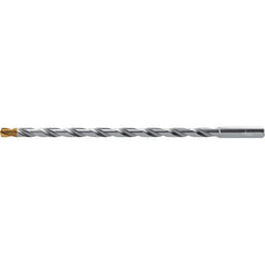 Extra Length Drill Bit: 0.5906″ Dia, 140 °, Solid Carbide TiSiAlCrN Finish, 13.858″ Flute Length, 15.906″ OAL, Straight-Cylindrical Shank, Series DC160-20-A1