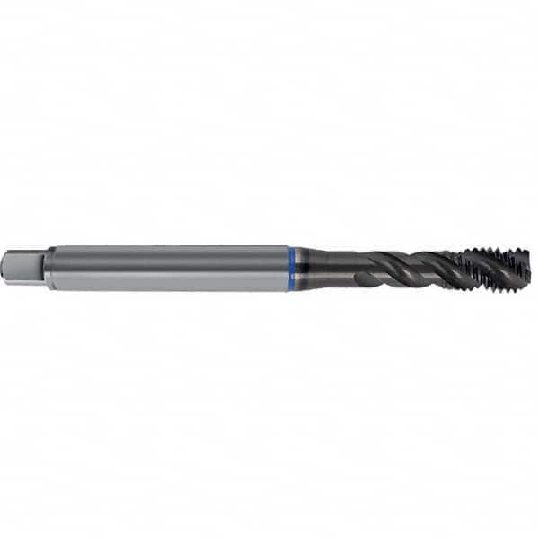 Spiral Flute Tap: M8 x 1.25, Metric, 3 Flute, Semi-Bottoming, 6HX Class of Fit, TiAlN Finish Right Hand Flute, Right Hand Thread, D5 & D6, Series 4634