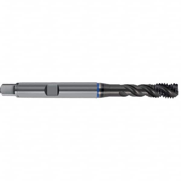 Spiral Flute Tap: M3 x 0.50, Metric, 3 Flute, Semi-Bottoming, 6HX Class of Fit, PM-HSS-E, TiAlN Finish Right Hand Flute, Right Hand Thread, D3 & D4, Series 4650