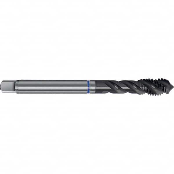 Spiral Flute Tap: M10 x 1.00, Metric Fine, 3 Flute, Semi-Bottoming, 6GX Class of Fit, HSS-E, TiAlN Finish Right Hand Flute, Right Hand Thread, D7 & D8, Series 4628