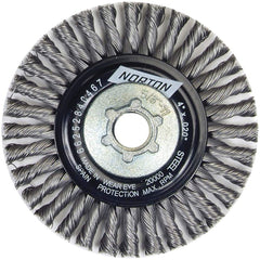 Norton - 4" OD, 5/8-11 Arbor Hole, Stringer Bead Twist Knot Carbon Wheel Brush - Caliber Tooling