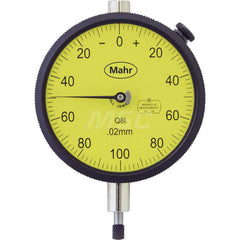 Mahr - Dial Drop Indicators; Maximum Measurement (Inch): 0.2 ; Maximum Measurement (mm): 5.00 ; Dial Graduation (mm): 0.0200 ; Dial Graduation (Decimal Inch): 0.000700 ; Dial Reading: 0-200 ; Dial Diameter (mm): 70.00 - Exact Industrial Supply