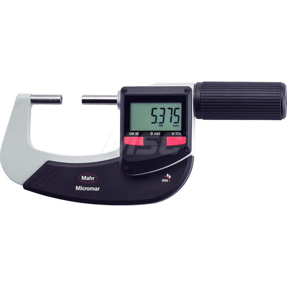 Mahr - Electronic Outside Micrometers; Type: Digital Outside Micrometer ; Minimum Measurement (Decimal Inch): 1 ; Minimum Measurement (mm): 25 ; Maximum Measurement (mm): 50 ; Thimble Type: Ratchet ; Calibrated: No - Exact Industrial Supply