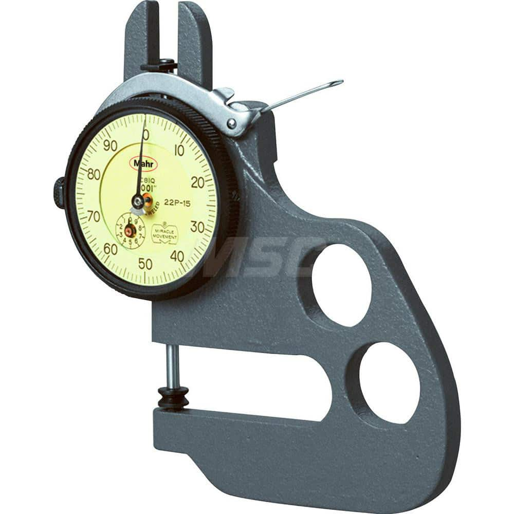 Mahr - Dial Thickness Gages; Minimum Measurement (Inch): 0 ; Minimum Measurement (mm): 0 ; Minimum Measurement (Decimal Inch): 0 ; Maximum Measurement (Inch): 0.1 ; Maximum Measurement (Decimal Inch): 0.1 ; Maximum Measurement (mm): 2.54 - Exact Industrial Supply